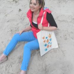 Funky teapots bag cotton hand stencilled print