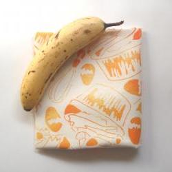 Cupcake Teatowel - handmade, hand stencilled