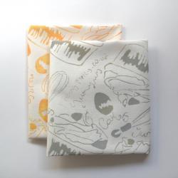 .2 Cupcake Teatowels - handmade, hand stencilled